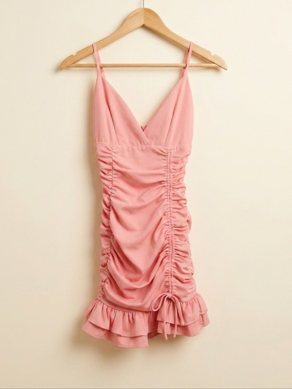 Saint + Secrets Pink Ruched Ruffle Mini Dress - Size Small - Picture 3 of 5